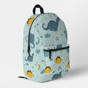 Sac À Dos Imprimé Motif Boho Blue Gold Happy Dinosaurs