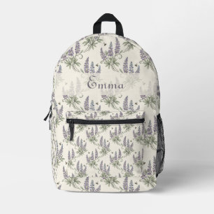 Sac À Dos Imprimé Motif botanique vintage élégant lupin et abeilles 