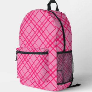 Sac À Dos Imprimé Motif carreaux à lignes de grille rose sur rose