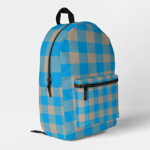 Sac À Dos Imprimé Motif carreaux bleu marron
