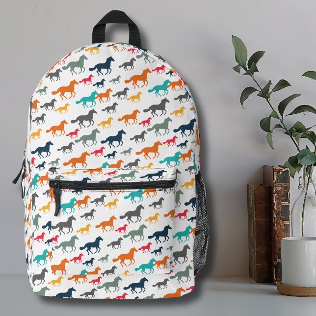 Sac À Dos Imprimé Motif Cheval mignon (Colorful Cowboy Equestrian Animals Horses Pattern Printed Backpack)