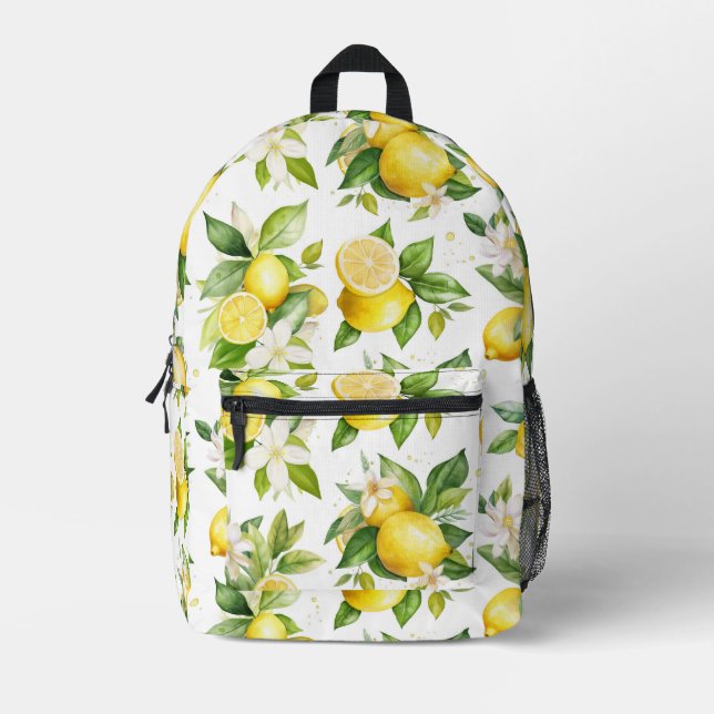 Sac À Dos Imprimé Motif citron, Fleurs de citron, Feuilles, Citrus (Recto)