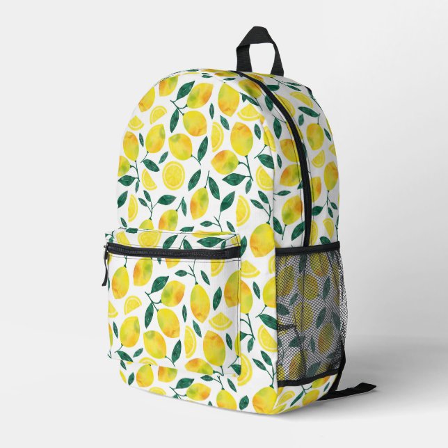 Sac À Dos Imprimé Motif citron jaune aquarelle (Coin arrière droit)