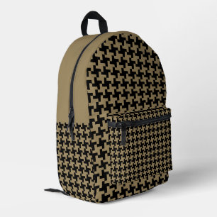 Sac À Dos Imprimé Motif Classique Clous Tête Dorée Marron Et Noir