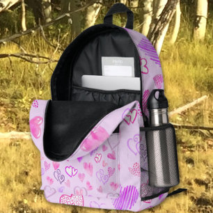 Sac À Dos Imprimé Motif Coeur Coloré Sur Pastel Purple