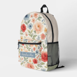 Sac À Dos Imprimé Motif d'art floral français shabby chic personnali