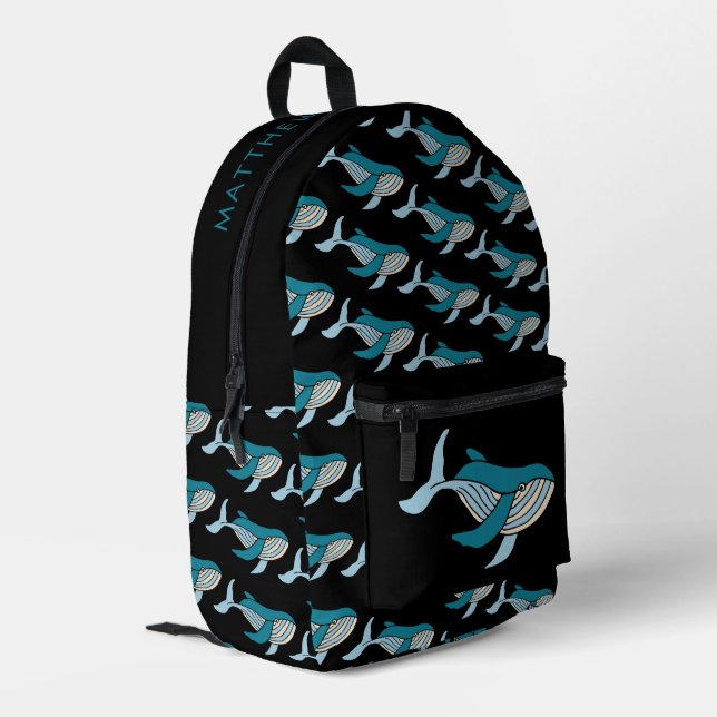 Sac À Dos Imprimé Motif de baleine bleue (Coin arrière gauche)