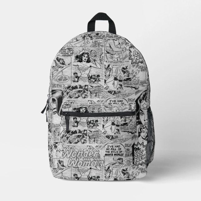Sac À Dos Imprimé Motif de bande dessinée vintage de Wonder Woman (Recto)