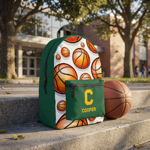 Sac À Dos Imprimé Motif de basket-ball vert