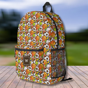 Sac À Dos Imprimé Motif de boules de sport, Monogramme personnalisé