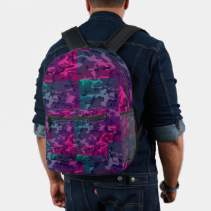 Sac À Dos Imprimé Motif de camouflage militaire violet gris