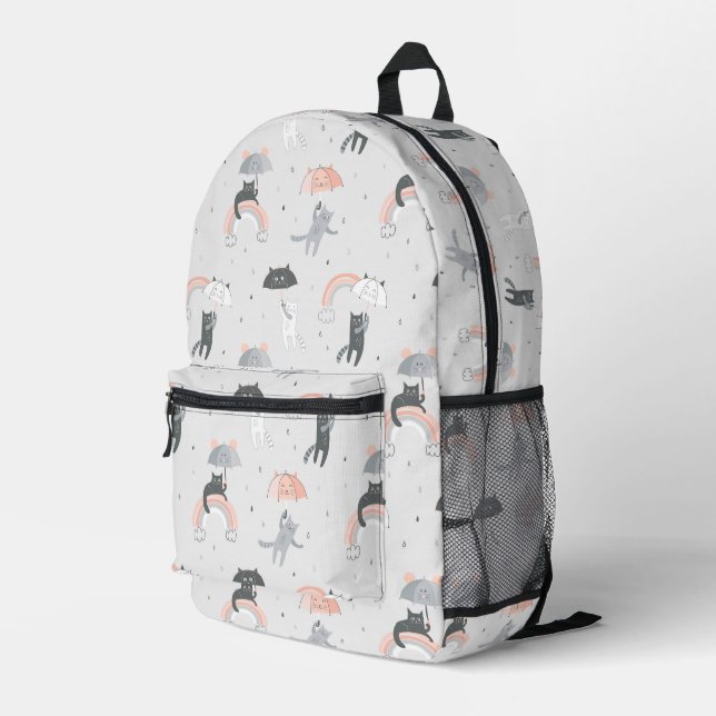 Sac À Dos Imprimé Motif de chats à plume (Coin arrière droit)