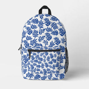 Sac À Dos Imprimé Motif de feuilles botaniques bleues modernes