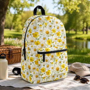 Sac À Dos Imprimé Motif de fleur sauvage à l'aquarelle jaune