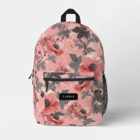 Motif de fleurs de pavot rose, rousse