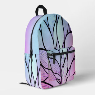 Sac À Dos Imprimé Motif de fougère violet nacré et bleu ciel