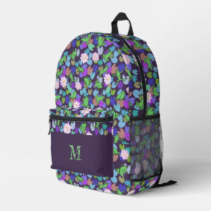 Sac À Dos Imprimé Motif de grenouilles pourpres Monogramme personnal