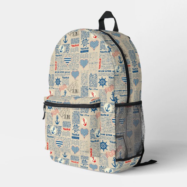 Sac À Dos Imprimé Motif de journal nautique (Coin arrière droit)