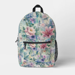 Sac À Dos Imprimé Motif de libellule florale à l'aquarelle