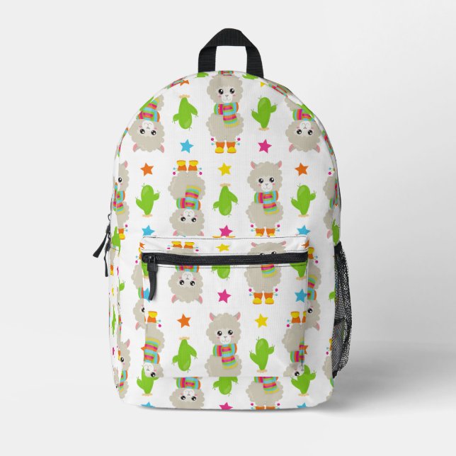 Sac À Dos Imprimé Motif De Llamas, Cute Llamas, Alpacas, Cactus (Recto)