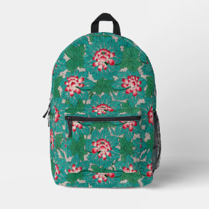 Sac À Dos Imprimé Motif de lotus chinois rouge rose vert sarcelle