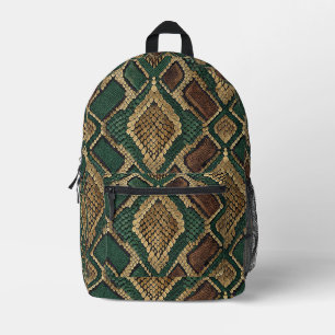 Sac À Dos Imprimé Motif de peau de serpent vert et or - Impression a