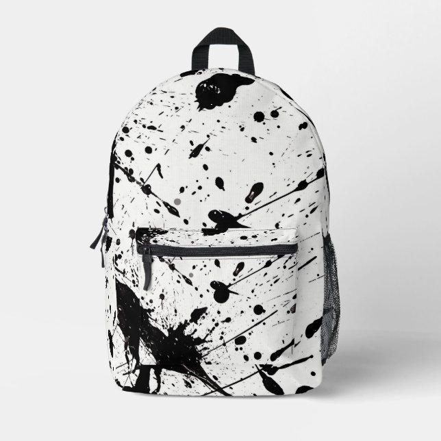 Sac À Dos Imprimé Motif de peinture noire carrelé (Recto)