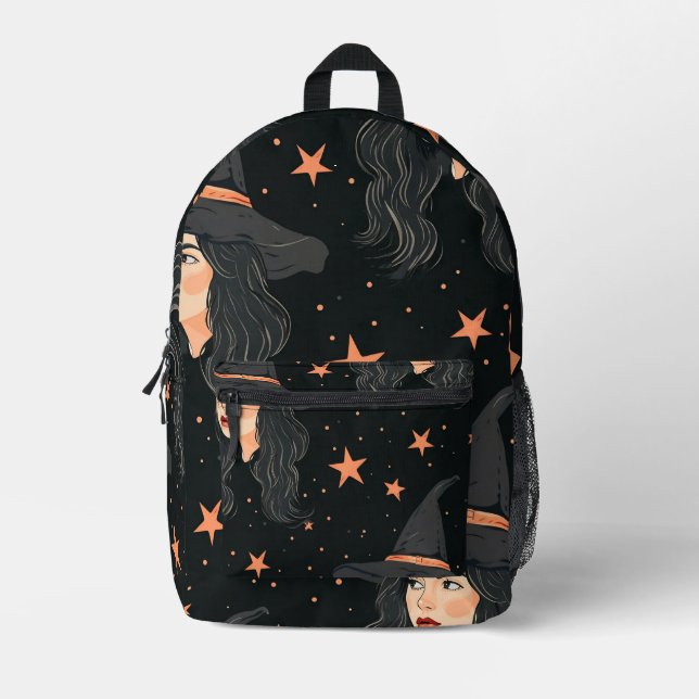Sac À Dos Imprimé Motif de Sorcière Carrelée (Recto)