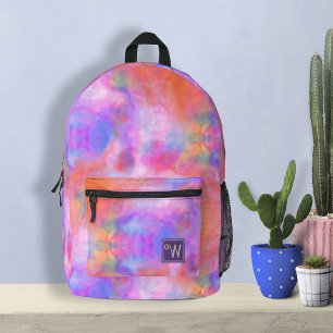 Sac À Dos Imprimé Motif de teinture à tarte violet rose orange galax