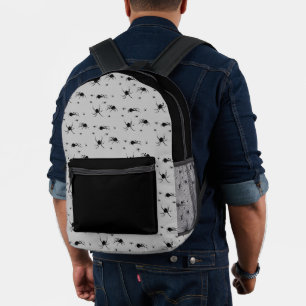 Sac À Dos Imprimé Motif déplaisant Black Spider sur Grey
