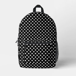 Sac À Dos Imprimé Motif des Coeurs Noir et Blanc