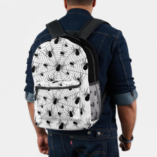 Sac À Dos Imprimé Motif d'Halloween Black White araignées