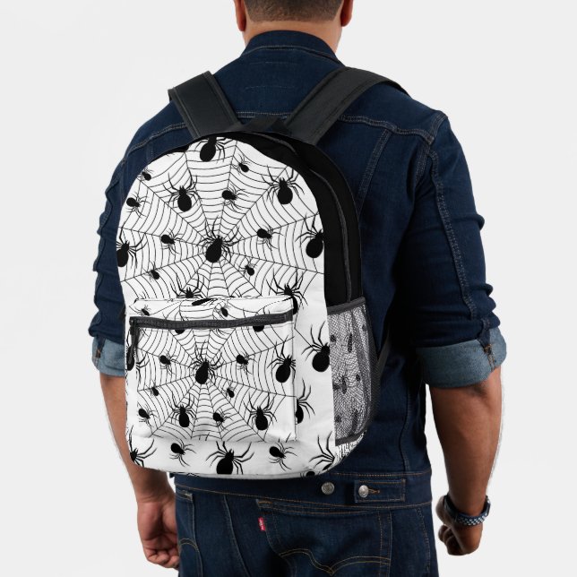 Sac À Dos Imprimé Motif d'Halloween Black White araignées (Insitu (Modèle))