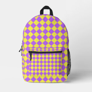Sac À Dos Imprimé Motif diamant jaune pourpre Checker