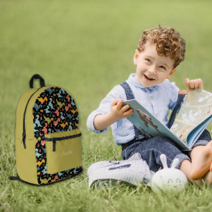 Sac À Dos Imprimé Motif dinosaure noir jaune lime nom