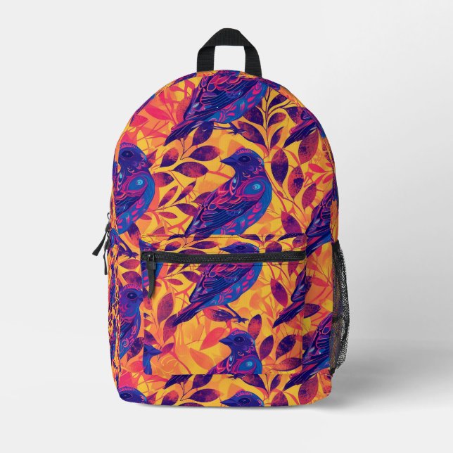 Sac À Dos Imprimé Motif d'oiseaux psychédélique (Recto)