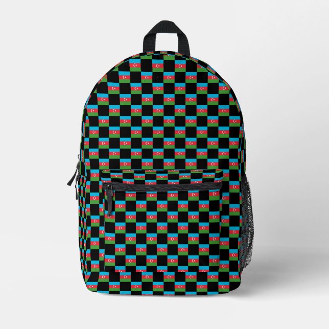 Sac À Dos Imprimé motif du drapeau À damiers Azerbaïdjan (Recto)