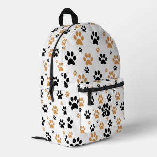 Sac À Dos Imprimé Motif empreinte de patte noir orange