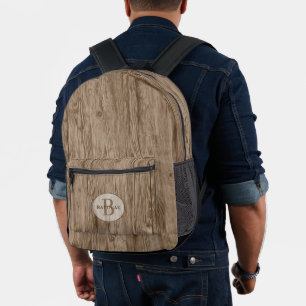 Sac À Dos Imprimé Motif en bois foncé Brown Tan beige