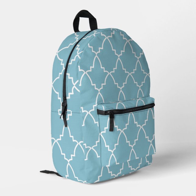 Sac À Dos Imprimé Motif en treillis marocain bleu clair (Coin arrière gauche)
