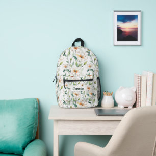 Sac À Dos Imprimé Motif Fleurs Blanches Botanique Rentrée Scolaire