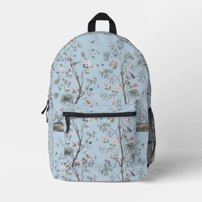 Sac À Dos Imprimé Motif floral antique bleu (Recto)