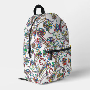 Sac À Dos Imprimé Motif floral antique multicolore sur fond blanc