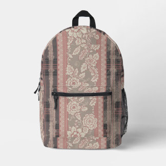 Sac À Dos Imprimé Motif Floral en Dentelle Rose Poussiéreuse de Styl
