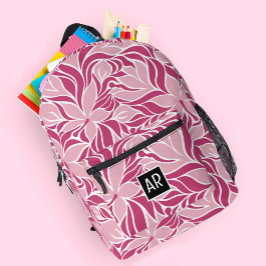 Sac À Dos Imprimé Motif floral moderne tendance Monogramme Rose frai