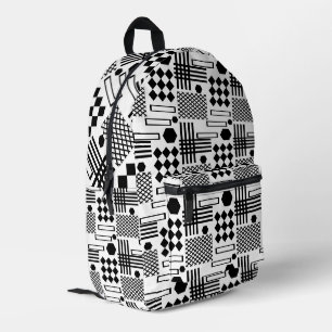 Sac À Dos Imprimé Motif géométrique noir et blanc