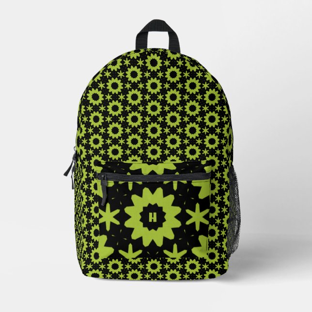 Sac À Dos Imprimé motif géométrique olive mignon (Recto)