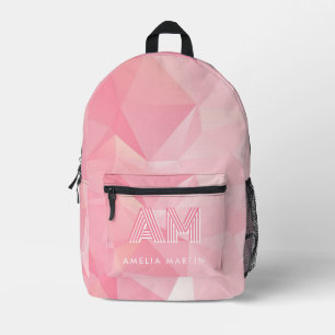 Sac À Dos Imprimé Motif géométrique rose minimaliste monogramme pers