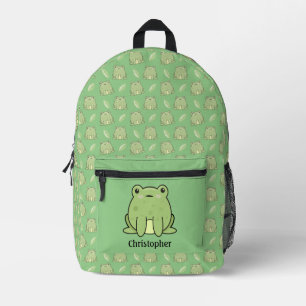 Sac À Dos Imprimé Motif Grenouille Et Feuille Nom Personnalisé