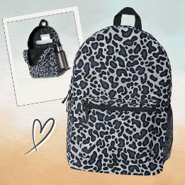Sac À Dos Imprimé Motif gris bleu denim peau de léopard -